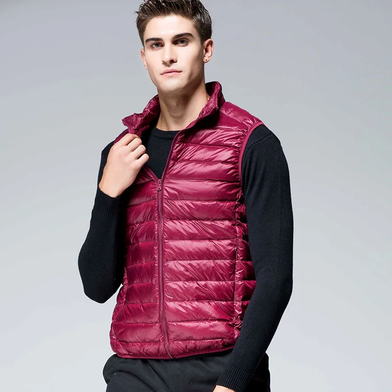 Ueteey 2024 Winter Mouwloze Puffer Vest Jack Heren Inpakbaar Wit Eendendons Gilet Lichtgewicht Waterdichte Casual Man Jas