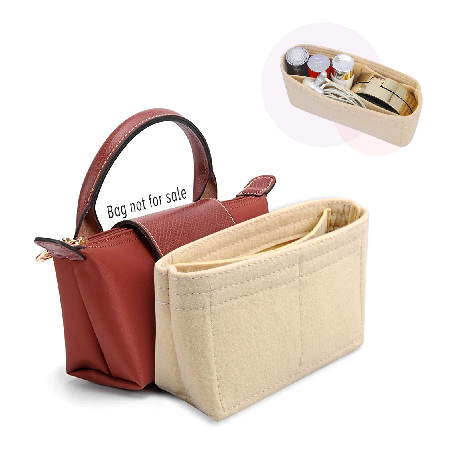 Bag Organizer for Longchamp Small Tote Bag Timid Bag Storage & Finishing Inner Bag Liner Handbags Insert Organizer fit Mini Size