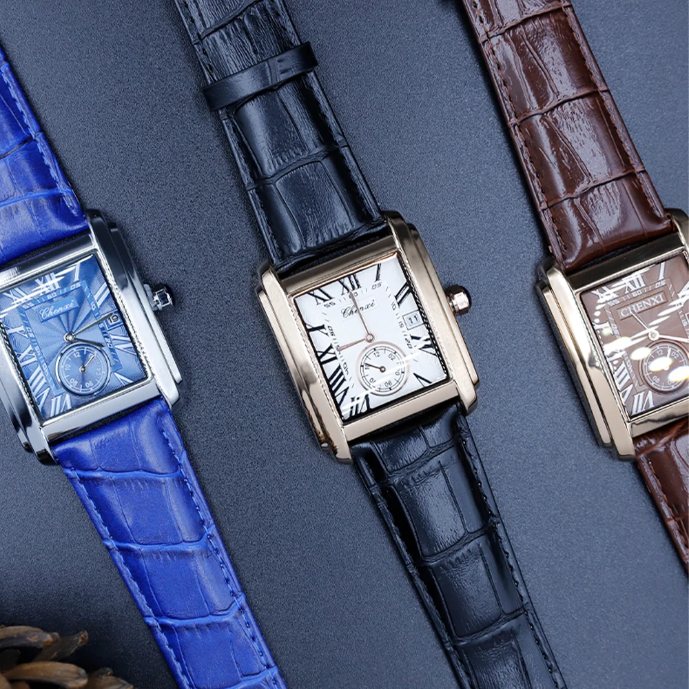 CHENXI Orologi in pelle al quarzo da uomo Business Casual Orologi da polso da uomo impermeabili Orologio da uomo con calendario impermeabile alla moda