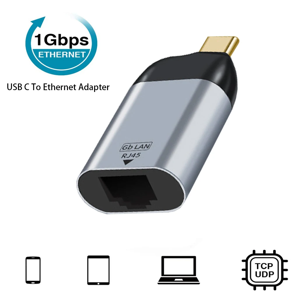Computers Portable Games Aluminum Alloy Travel USB C To Ethernet Adapter Type-c 1-Gigabit Grey Network Hub For Thunderbolt 3