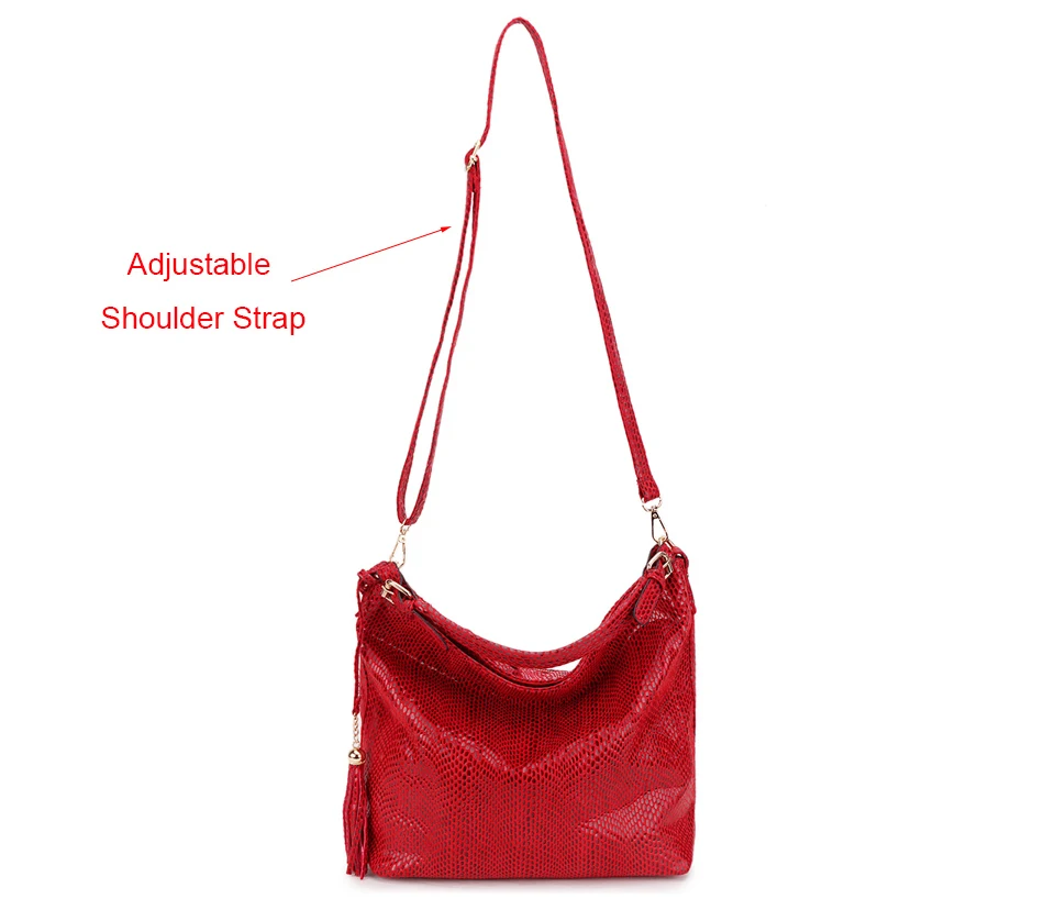 Snake Pattern Designer Women Shoulder Bag 2022 Female Serpentine Hobo Bag Tassel Handbag Purse Big Red Tote Ladies Hand Bags