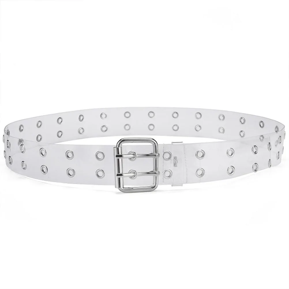

2Pcs Double Row Belt Durable Adjustable Stylish Jeans Belt Casual Air Hole Minimalist Alloy Buckle Band