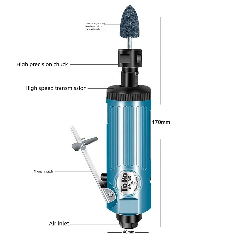 1/4" Grinding Polishing Machine Kit Air Die Grinder Engraving Tool With 10pcs Grinding Head & 3mm/6mm Chuck for Pneumatic Tools
