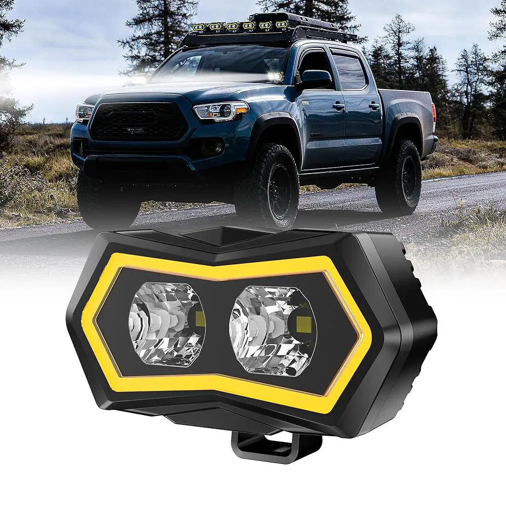 

Free Shipping - LED Pod Light 4 Inch 88W White Flood Beams Driving Fog Lamp with Amber White DRL Auxiliary Ditch Lights for Pick