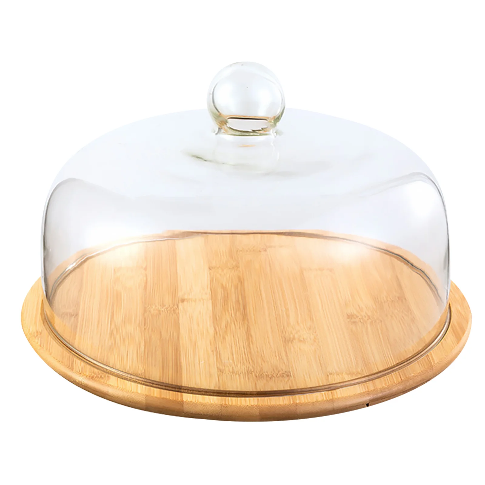 

1 Set Cake Glass Cover Wooden Tray Premium Food Holder Large Capacity Dessert Display Stand Storage Tray Party Supply Wedding