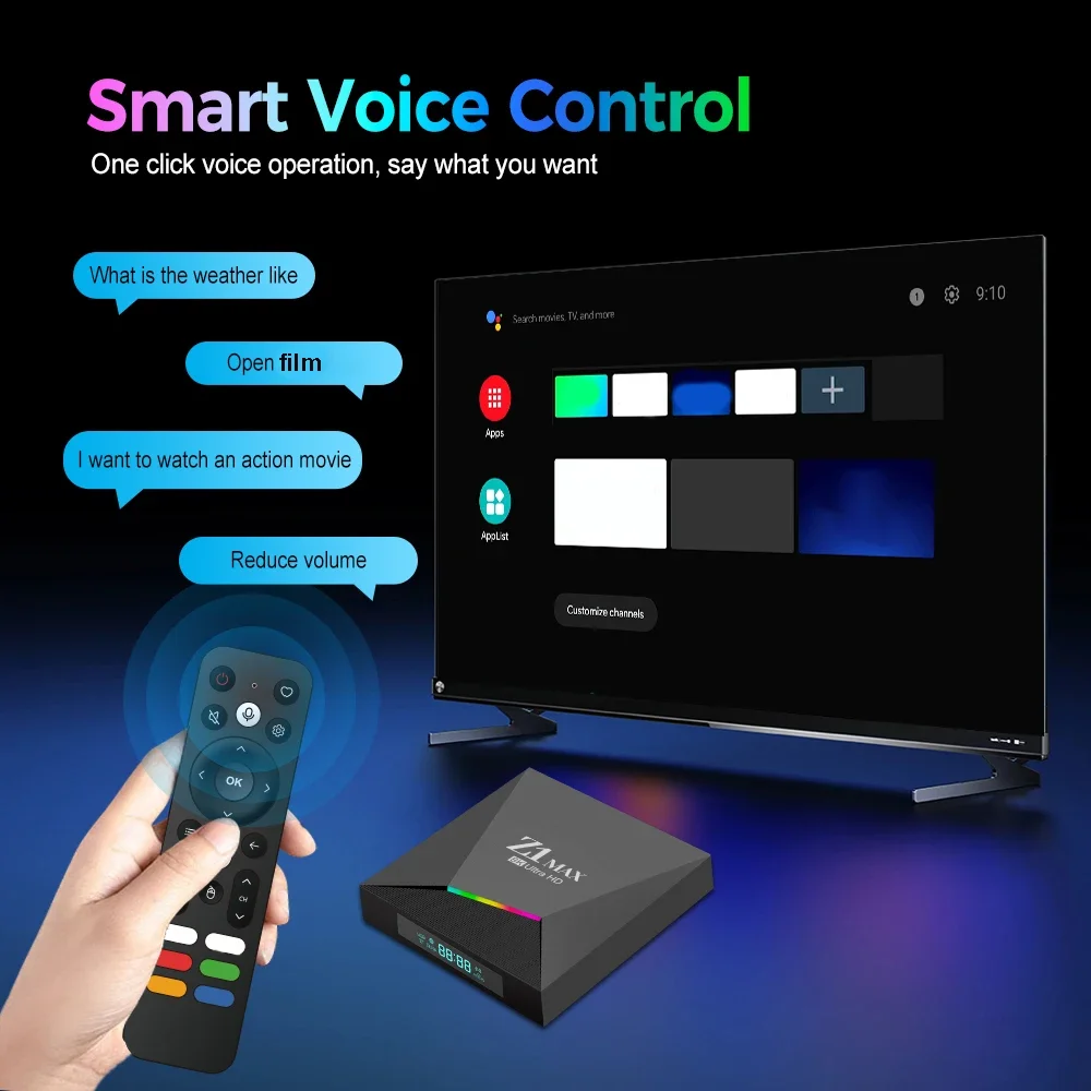 Z1 Max TV Box Android 15 iptv Allwinner H618 Quad Core 4G 5G Dual WiFi HD 8K 4K Media Player BT 5.0 Support Voice remote TV Box image 6