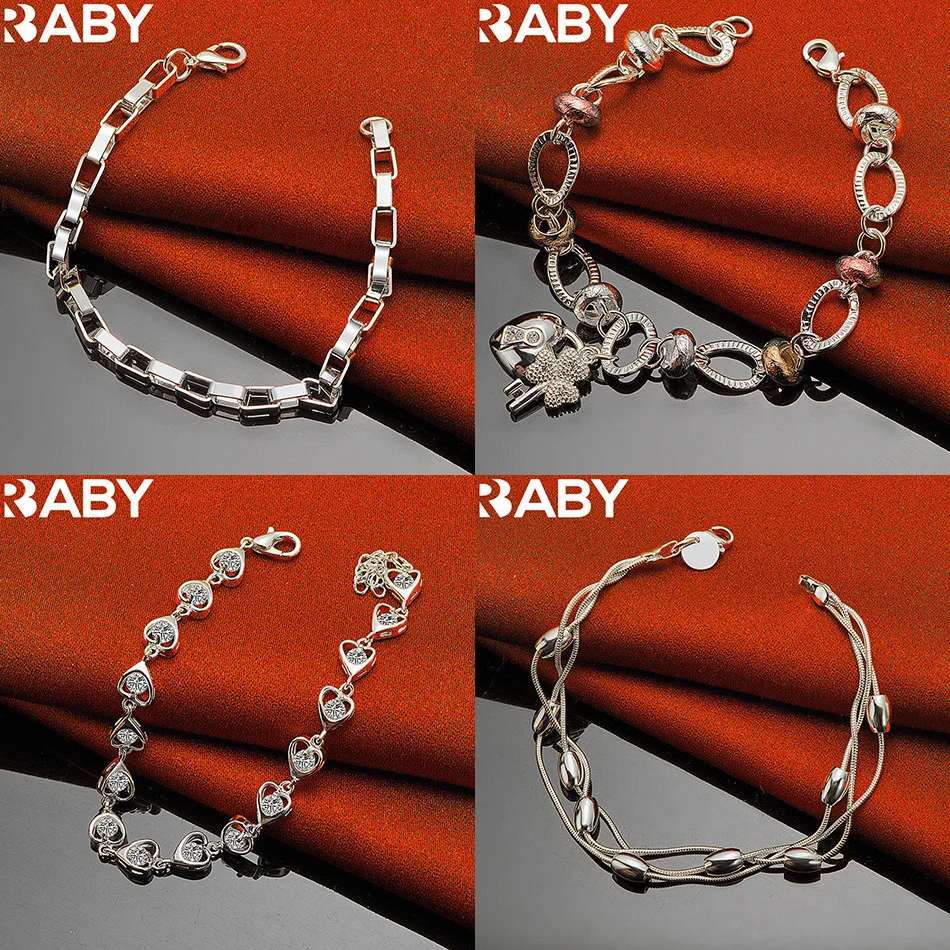 

URBABY 925 Sterling Silver Design Bracelets For Women Men Charm Trend Birthday Gifts Fashion Party Fine Jewelry