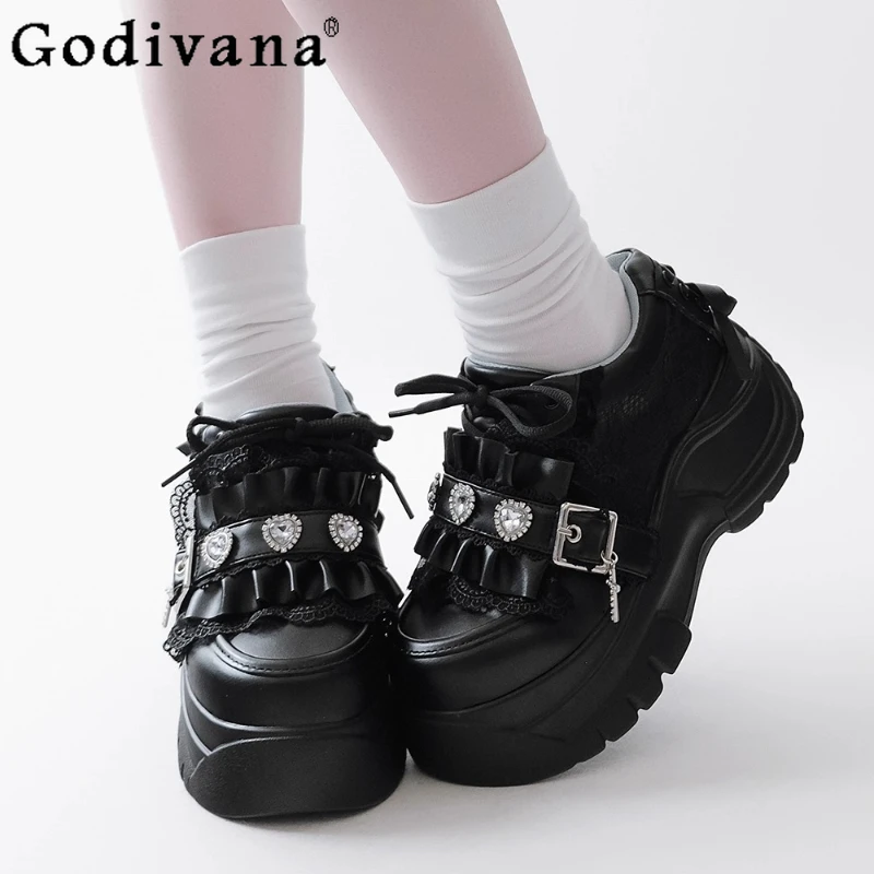 

Original Subculture Muffin Shoes Women Japanese Style Platform High Heel Shoes FemaleRhinestone Casual Versatile Shoes