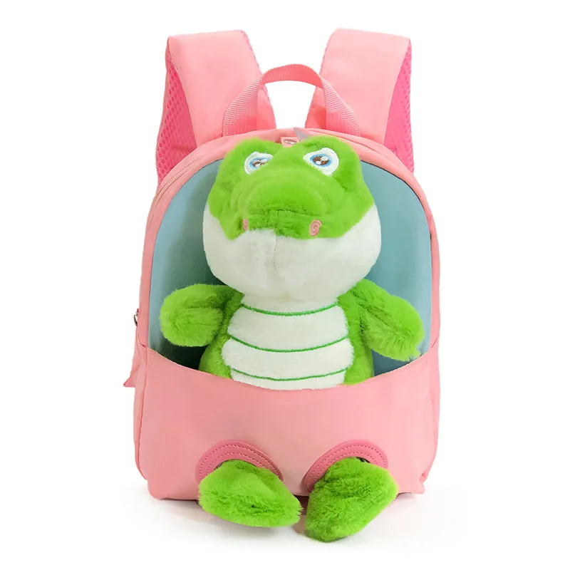 Creative Cute Crocodile backpacks for children Detachable Plush Doll Boy\'s backpack Small kids backpack New Lovely school bags