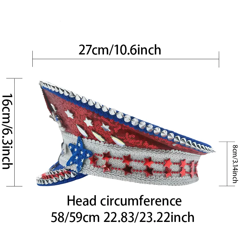 หมวกแฟนซีงานเทศกาลดนตรีหงหลวน หมวกกัปตันประดับเพชรสำหรับงานคาร์นิวัล ผู้หญิง คอสเพลย์ เครื่องประดับสำหรับผู้หญิง