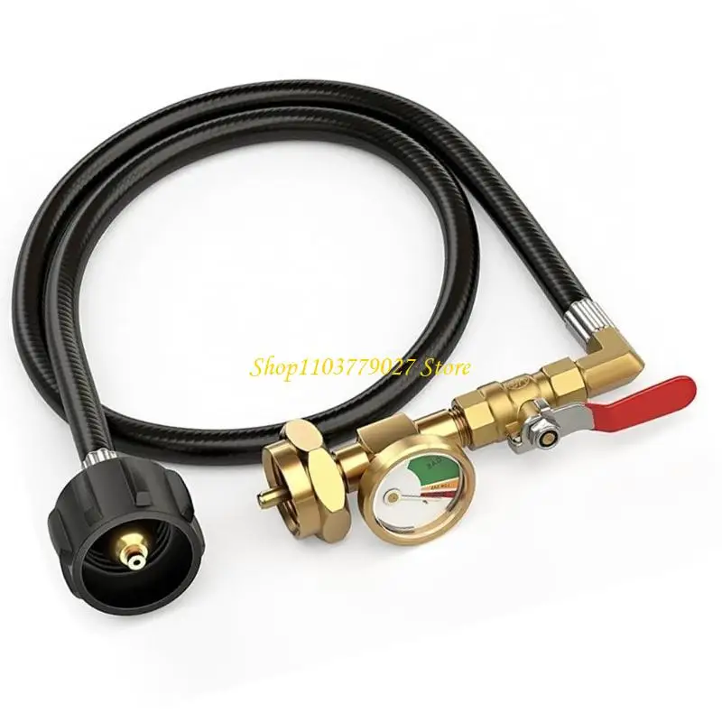 C4DF Camping Gas Bottles Refill Adapter with Pressure Monitor 3FT Transfer Hose