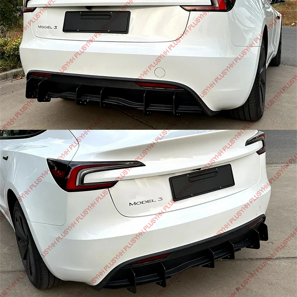 Tesla ModelY 20-24 Model3 23-25 ​​액세서리 자동차 바디 키트 자동 외장 부품 용 후면 범퍼 디퓨저 스포일러 블레이드 윈드 나이프 썸네일 6