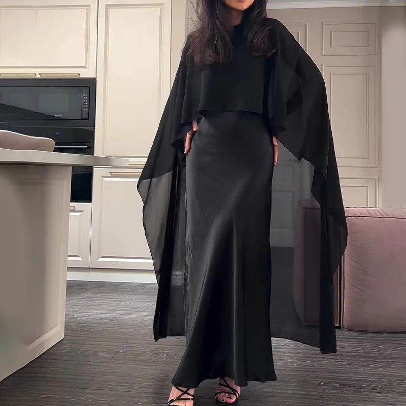2025 Fashion Multi-color Slim Long Dress Party Outfit New Spring Casual Banquet Suit Elegant O Neck Shawl Women\'s Two Piece Set