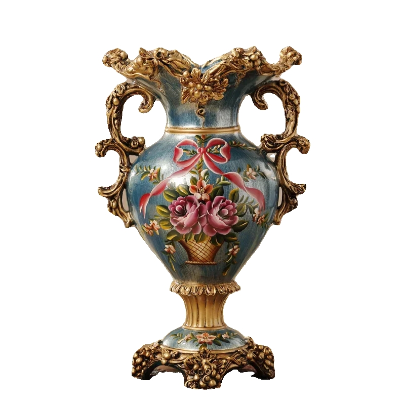 Home Decoration European-style Flower Ornaments Living Room Entrance Flower Arrangement Resin Table Flower Vase