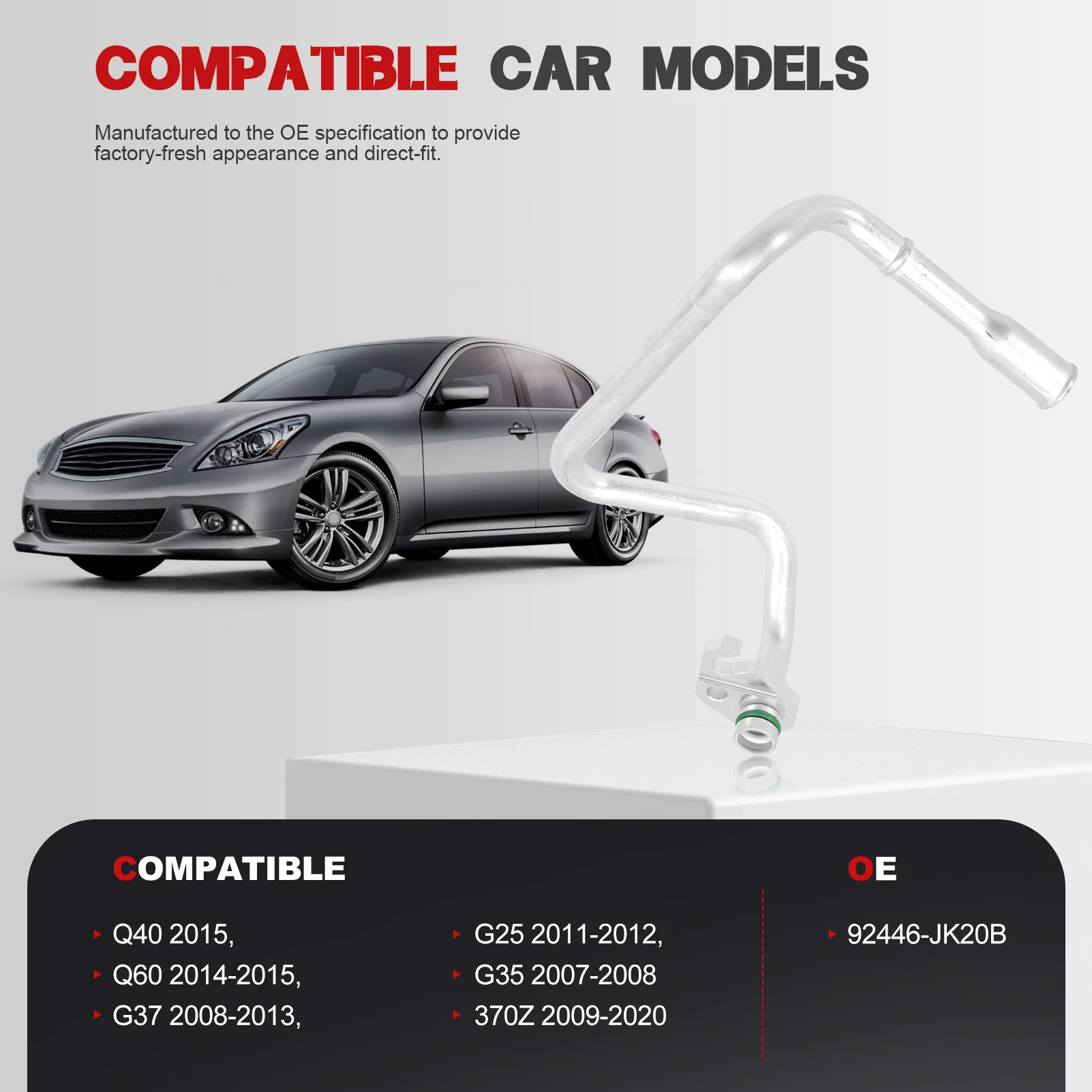 مجموعة خط ضاغط مكثف A/C لسيارة إنفينيتي Q40 2015، Q60 2014-2015، G37 2008-2013، G25 2011-2012، G35 2007-2008 ‎ 92446-JK20B