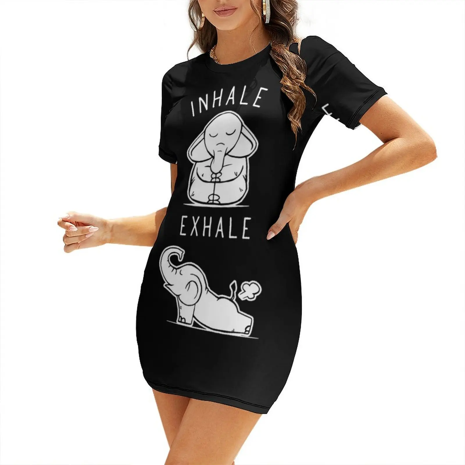 

Funny Elephant Inhale Exhale Yoga Short-Sleeved Dress chic and elegant evening dress dresses for women cute dress