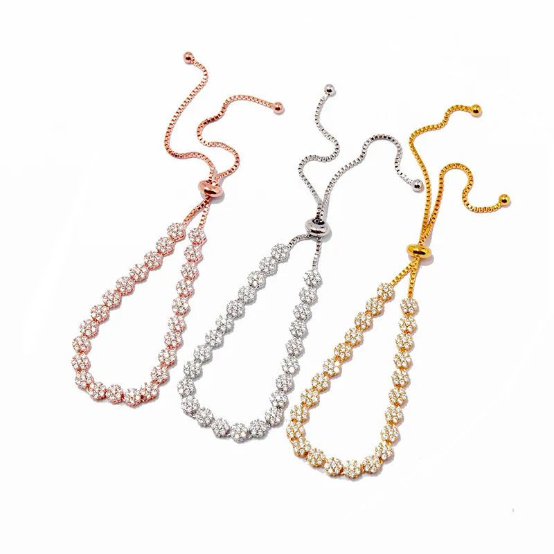 

Fashionable New Internet Celebrity Same Style Lucky Six Diamond Small Flower Stretch Bracelet Personalized Trendy Hand Jewelry