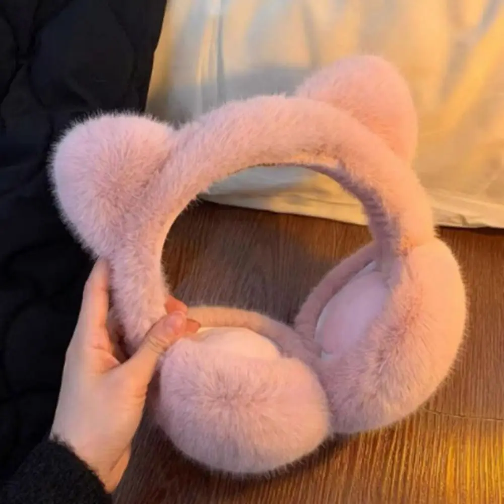 Portable Faux Fur Cat Ear Earmuffs Cartoon Thermal Winter Ear Cover Keep Warm Windproof Plush Earflap Female