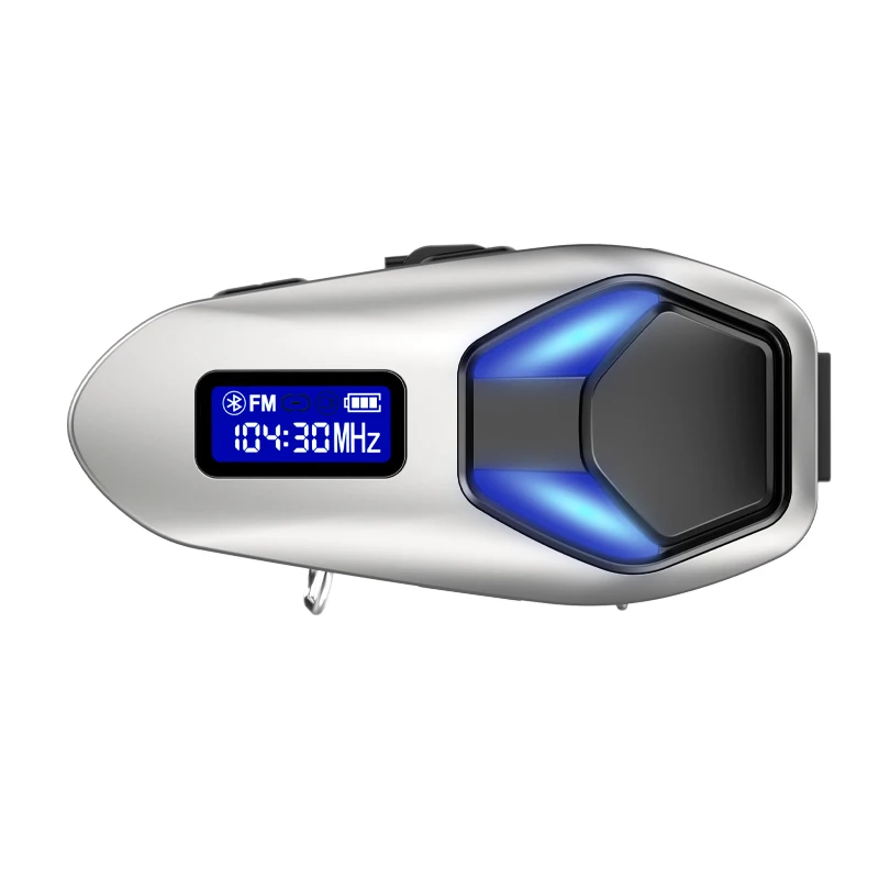 Smart motorcycle helmet headset featuring Bluetooth 5.4, zinc alloy construction, FM radio, IPX65 water resistance rating, voice