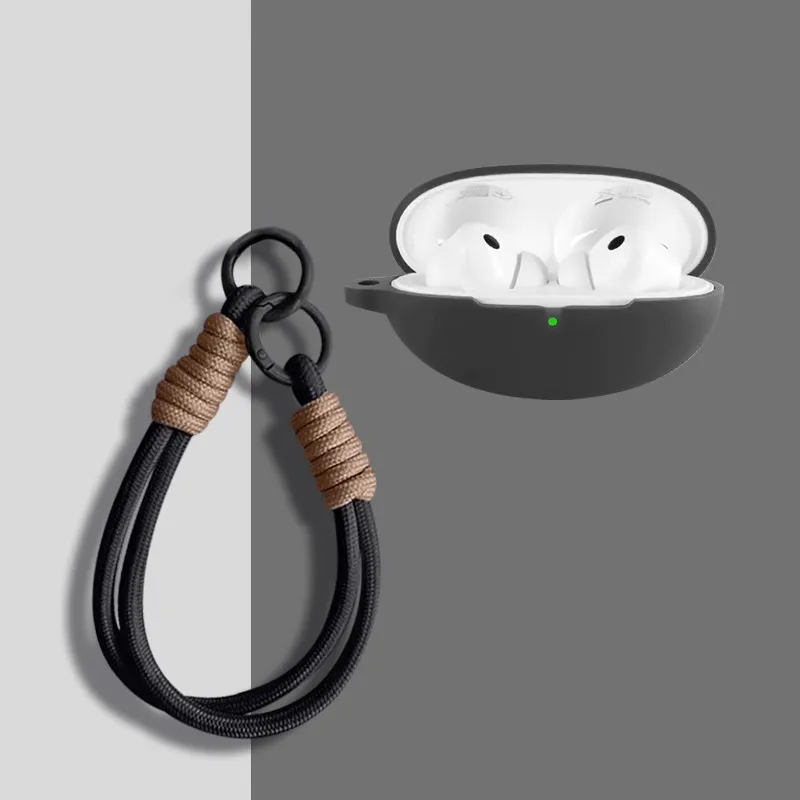 For HUAWE FreeBuds Neo Case Solid Color Silicone Earphone Protective Cover for Huawei FreeBudsNeo Cover Fundas With Landyard