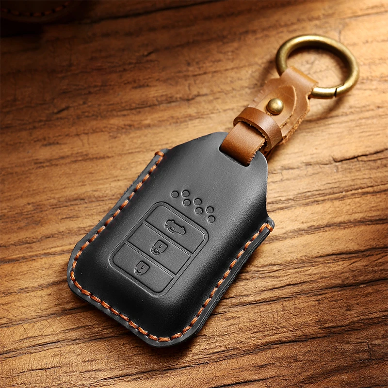 Leather Car Key Cover Shell Case Keychain For Honda Civic CRV HRV Accord Pilot Fit Freed Vezel Odyssey 2018 - 2022 Accessories view 6