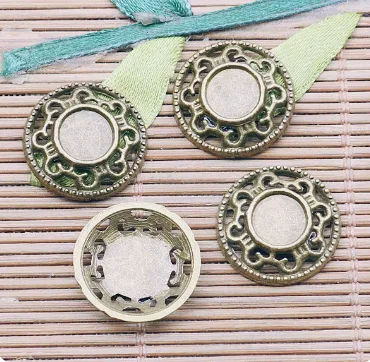 

20pcs 17.9mm ,inner size 7mm Alloy matel antiqued bronze round cabochon setttings HWEF2599