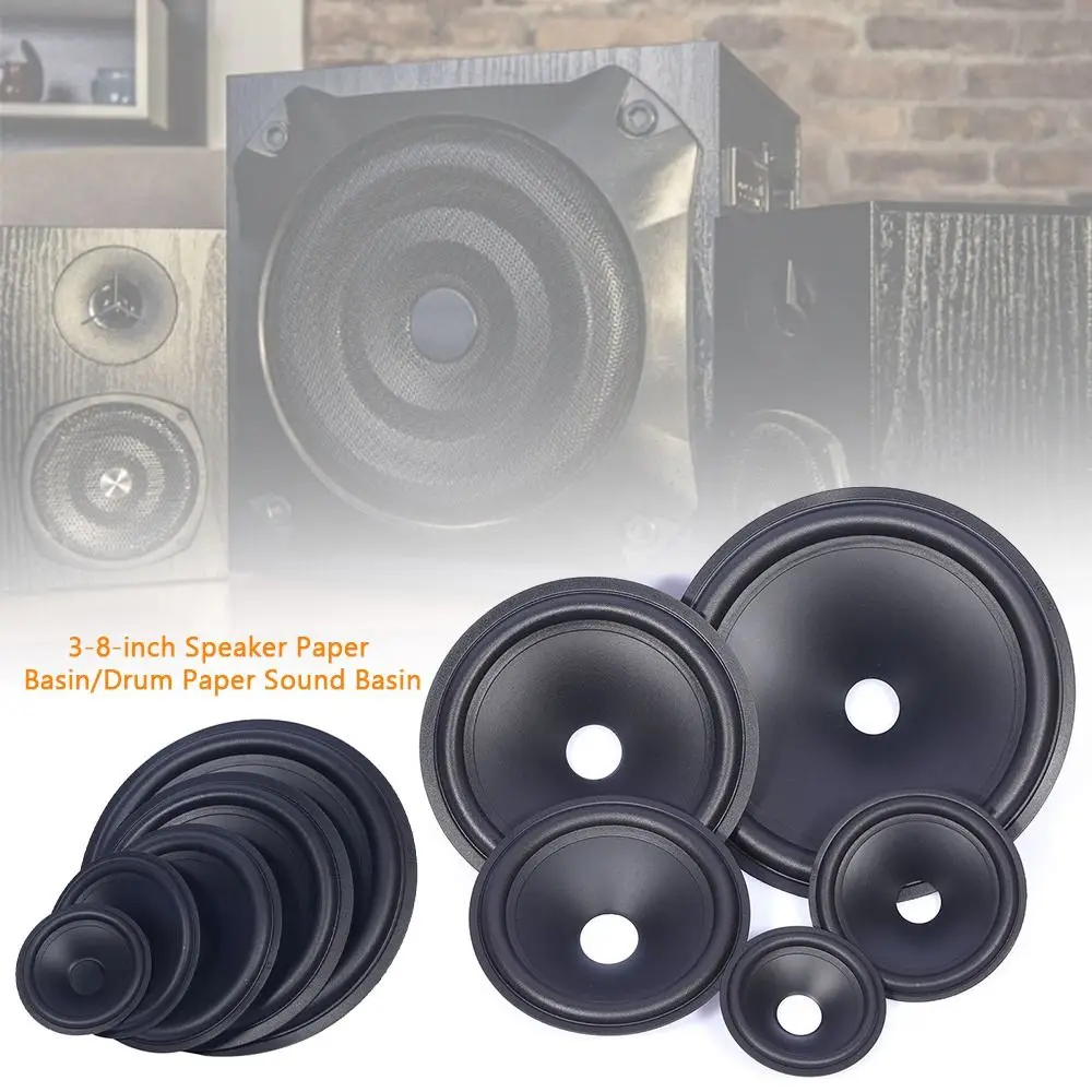 1 pièce Kit de réparation de haut-parleur noir avec cône en papier et suspensions en caoutchouc mat pour woofer de 3/4/5/6.5/8/10/12 pouces, accessoire pour haut-parleur