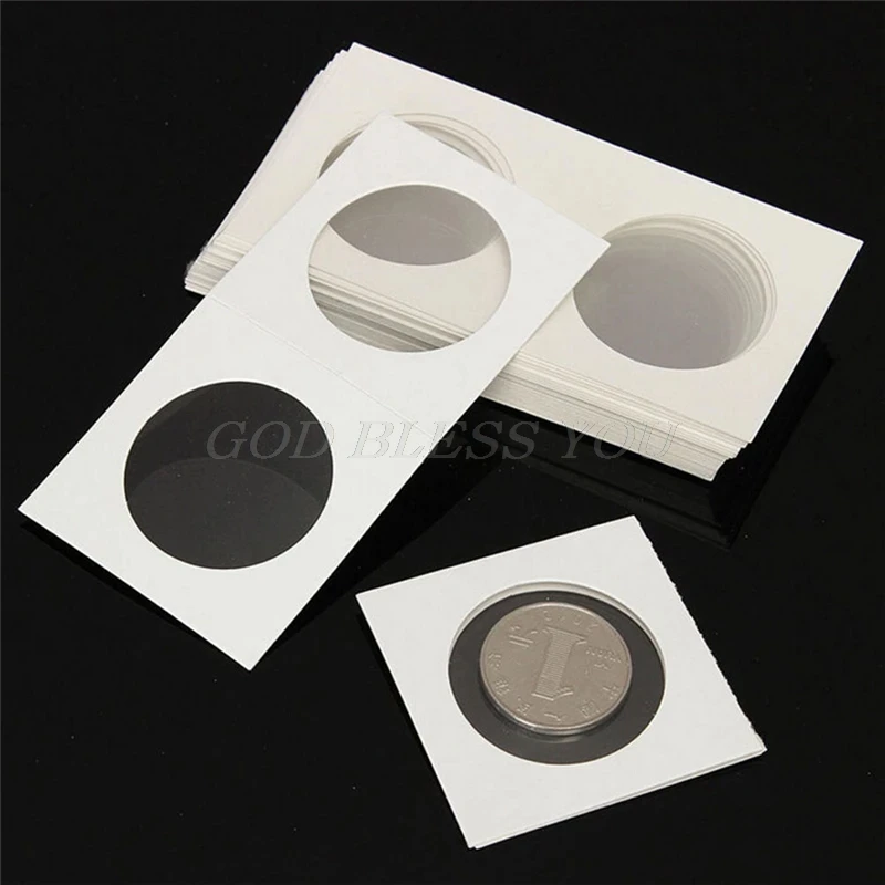 50PCS Square Cardboard Coin Holders Coin Supplies Coin Album Collection Lighthouse Stamp Coin Holders Cover Case Storage