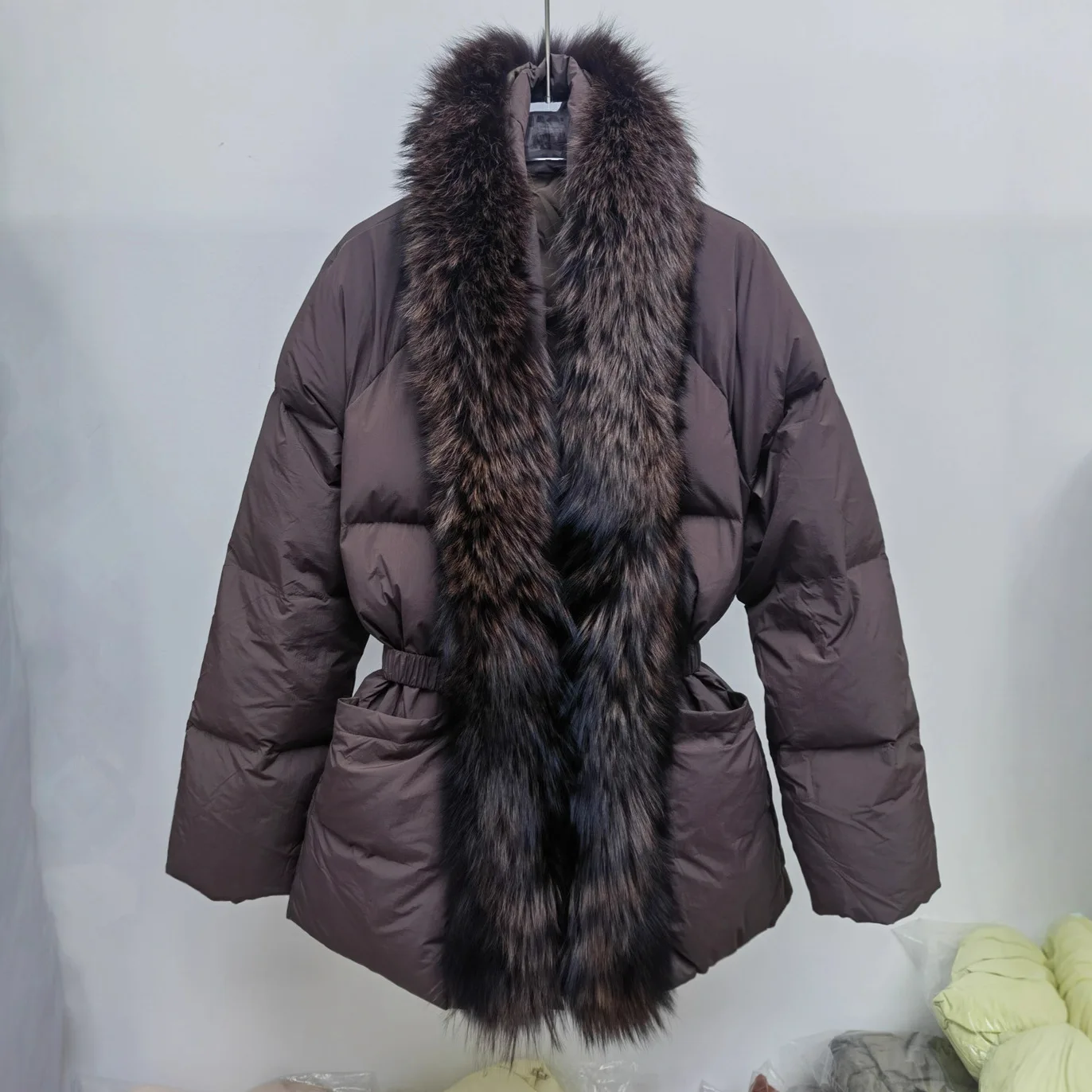 Large Natural Silver Fox Fur 2025 New Winter Puffer Jacket Women 90% White Duck Down Coat Female Thick Parkas Waterproof