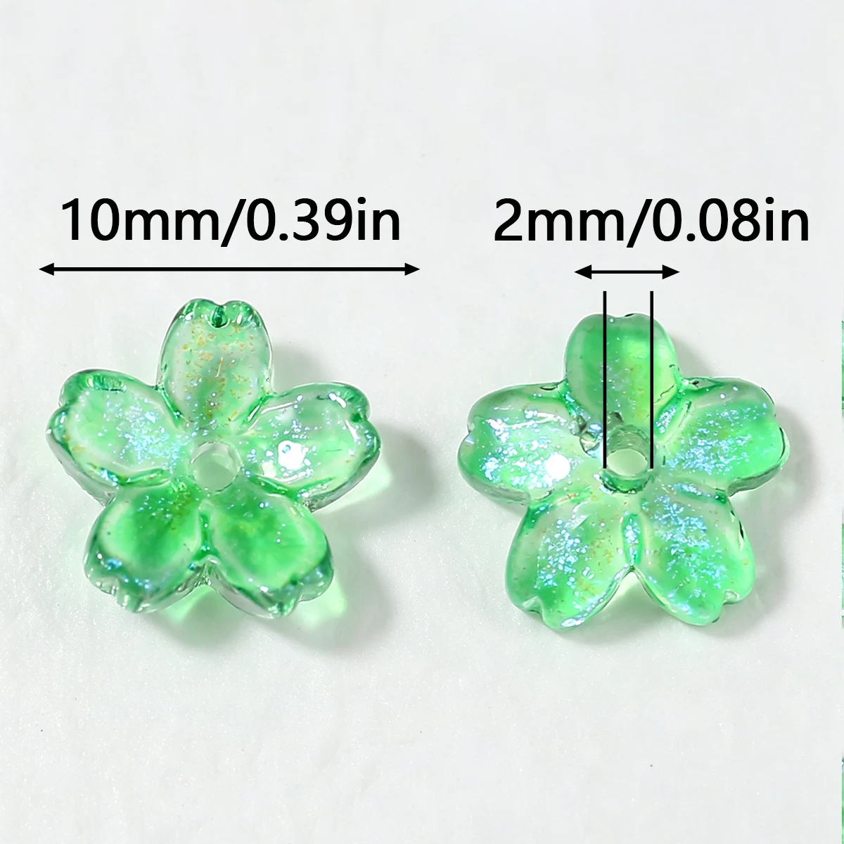 10mm 50/100/150Pcs AB Dark Green Cherry Blossoms Loose Beads for Jewelry Making Bracelet Necklace Keychain DIY Accessories