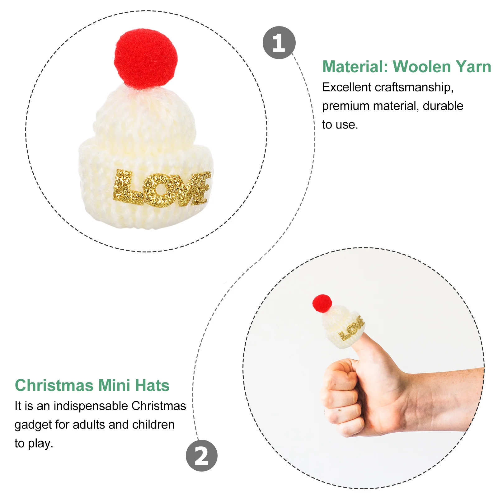 

15Pcs Mini Christmas Woolen Hats Cute Small DIY Craft Accessories Hairpin Brooch Decoration Christmas Tree Adornments