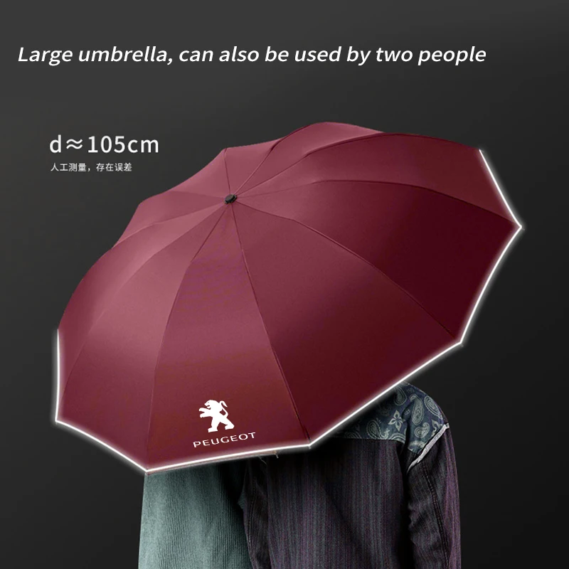 Peugeot 206 207 208 301 307 308 406 408 508 607 2008 3008 4008 5008 RCZ Rifter Car Automatic Folding Windproof Sunshade Umbrella