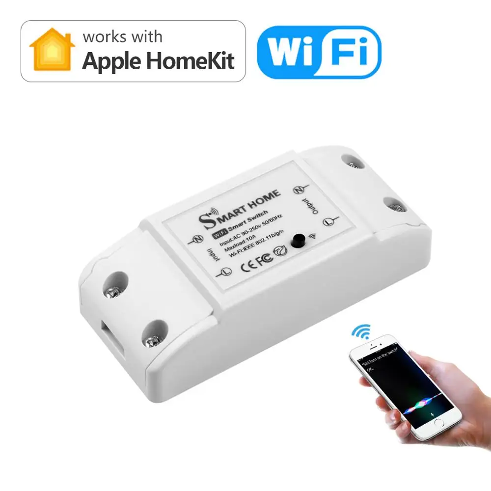 Homekit Smart Home WIFI Breaker Home DIY Electric Relay WIFI Switch Automation Module AC 90-250V 10A Work with Apple Homekit