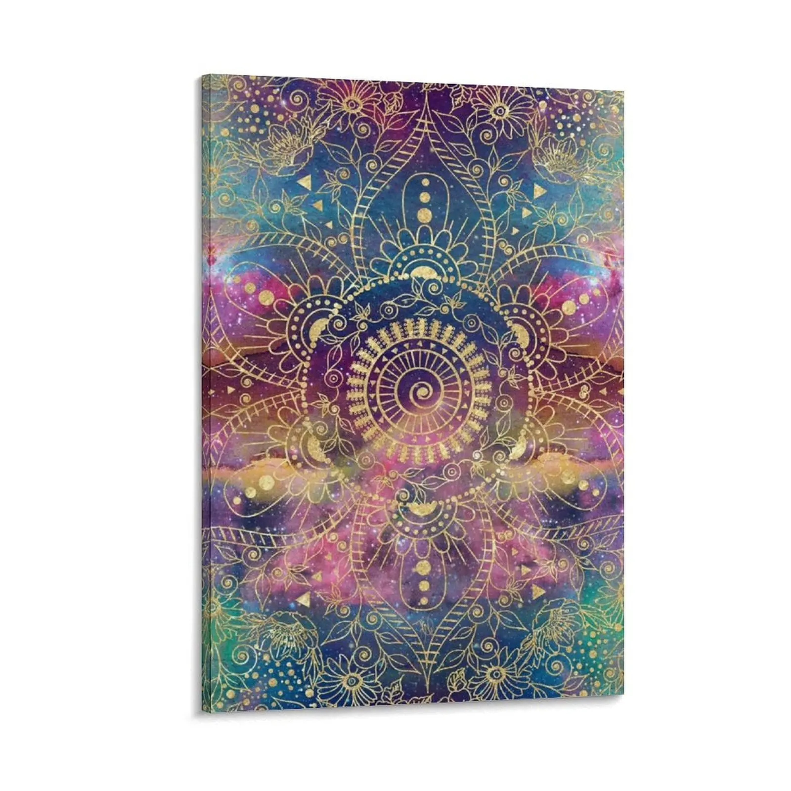 

Gold Mandala Watercolor Colorful Nebula Canvas Painting Picture on the wall Wall posters