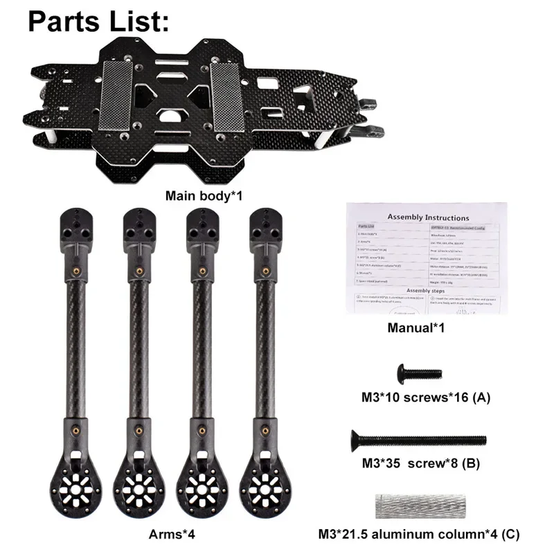 Accessorio per telaio in fibra di carbonio da 13 pollici per FPV Dr-ones Telaio RC FPV Freestyle Racing a lungo raggio Dr-one