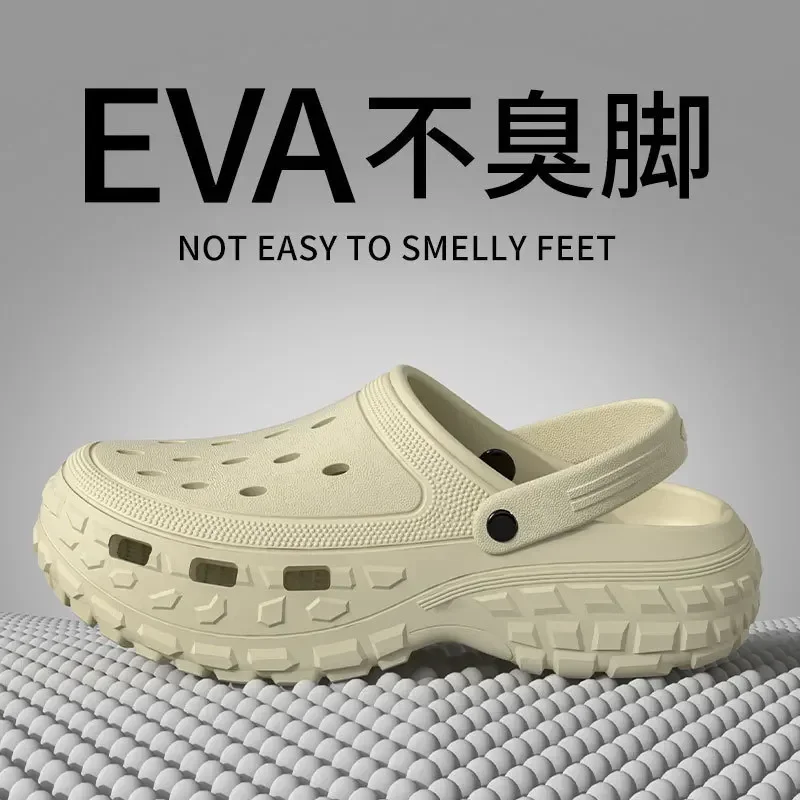 Men Platform Sandals 2026 Summer Closed Toe Non-slip Beach Sandals Woman Lightweight Soft Bottom Non-slip Sandalias for Home