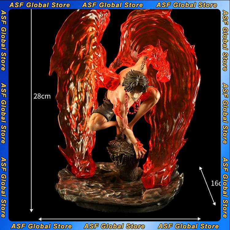 

28cm ONE PIECE Anime Figure Portgas D Ace Reborn From The Ashes Peripheral Model Decoration Ornaments Kids Christmas Gifts Toys