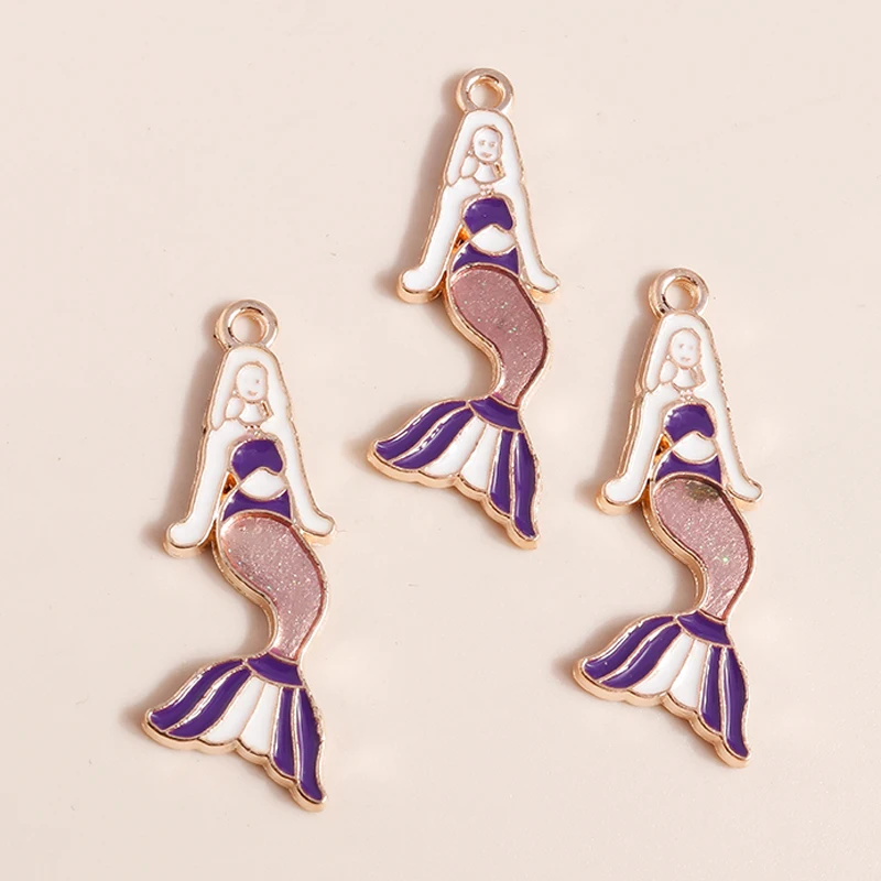 Leslie 10 teile/los Emaille Marine Leben Nette Fischschwanz Meerjungfrau Charms Anhänger für Halskette Ohrringe DIY Schmuck Machen Zubehör – Detail 19