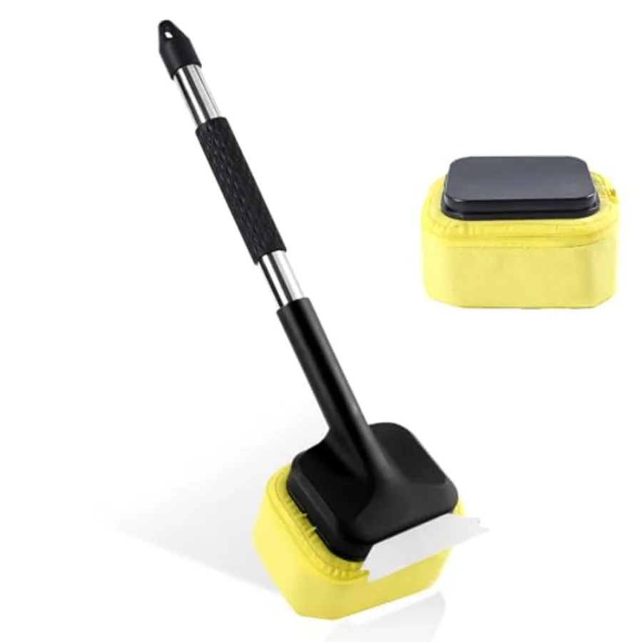 

Grill rus ristle-Free wit Scraper 20" eat-Resistant andle and Replaceale Steam Cleang Pad Safe for Cast Iron Porcelain Stainl S