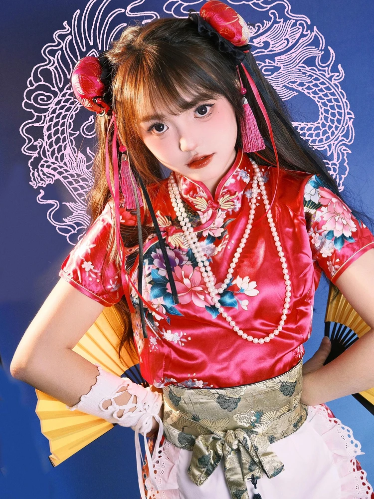 جديد الصينية Sle Dr loween Cisas تأثيري orm ort Sve الخادمة orm ort العلم رداء ارتداء اليومي