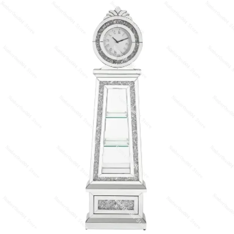 Applicable to Furniture Noralie Grandfather Clock with LED Mirrored and Faux Diamonds for Living Room Bedroom