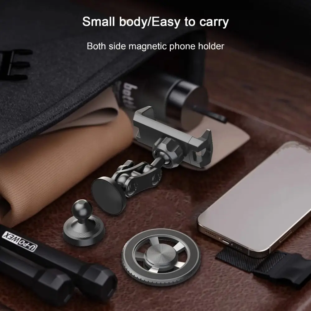 Staffa per telefono da palestra con aspirazione magnetica bidirezionale Rotazione di 360 gradi Supporto per telefono selfie pieghevole per traning Portatile universale