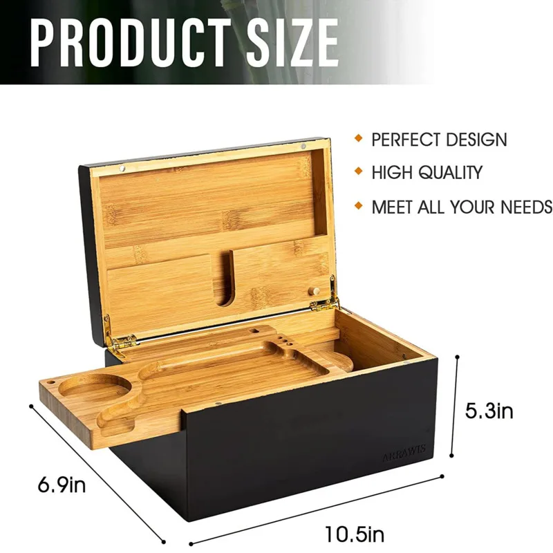 Wooden Storage Box Movable Tray Cigarette Operationed Trays Cut Tobacco Reel Handmade Wooden Cigarette Storage Boxs Large Kit