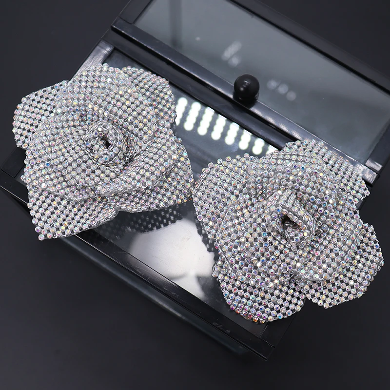 Rose Flower Crystal Glass Rhinestones Appliques, for Wedding Dresses, Bags, Shoes, Brooches, Hair, Home, DIY Crafts Accessories