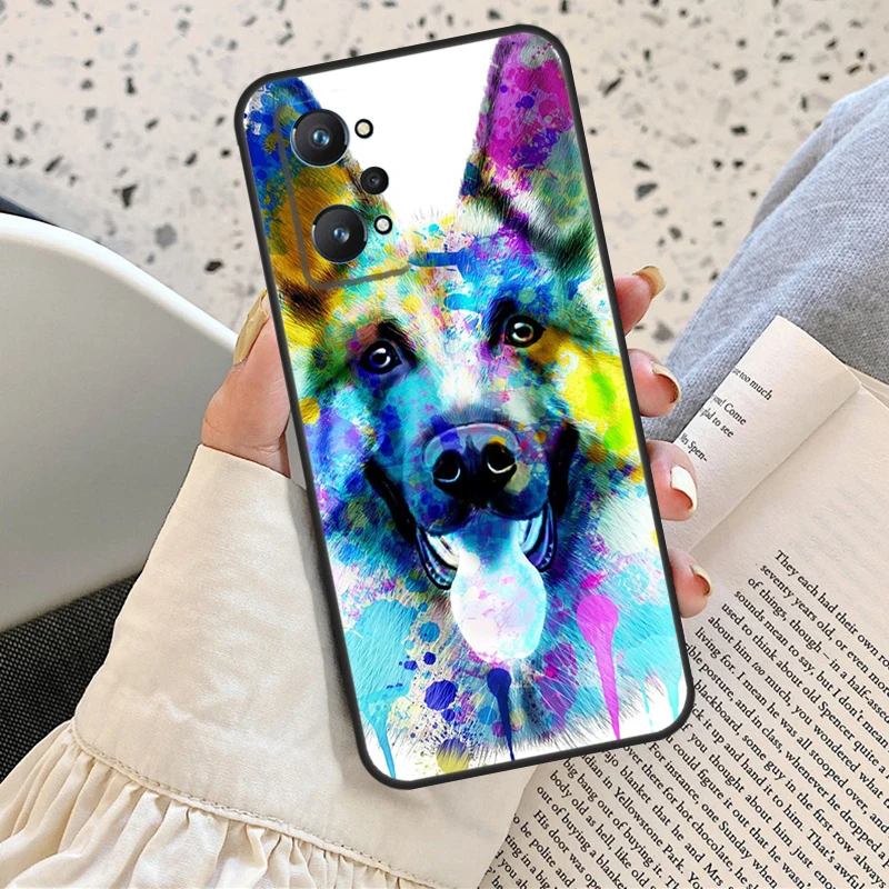 Cartoon German Shepherd Dog For Realme C33 C55 C35 C31 C30 C21Y GT Neo 5 10 Pro Plus OnePlus 11 Nord CE 2 3 Lite Case