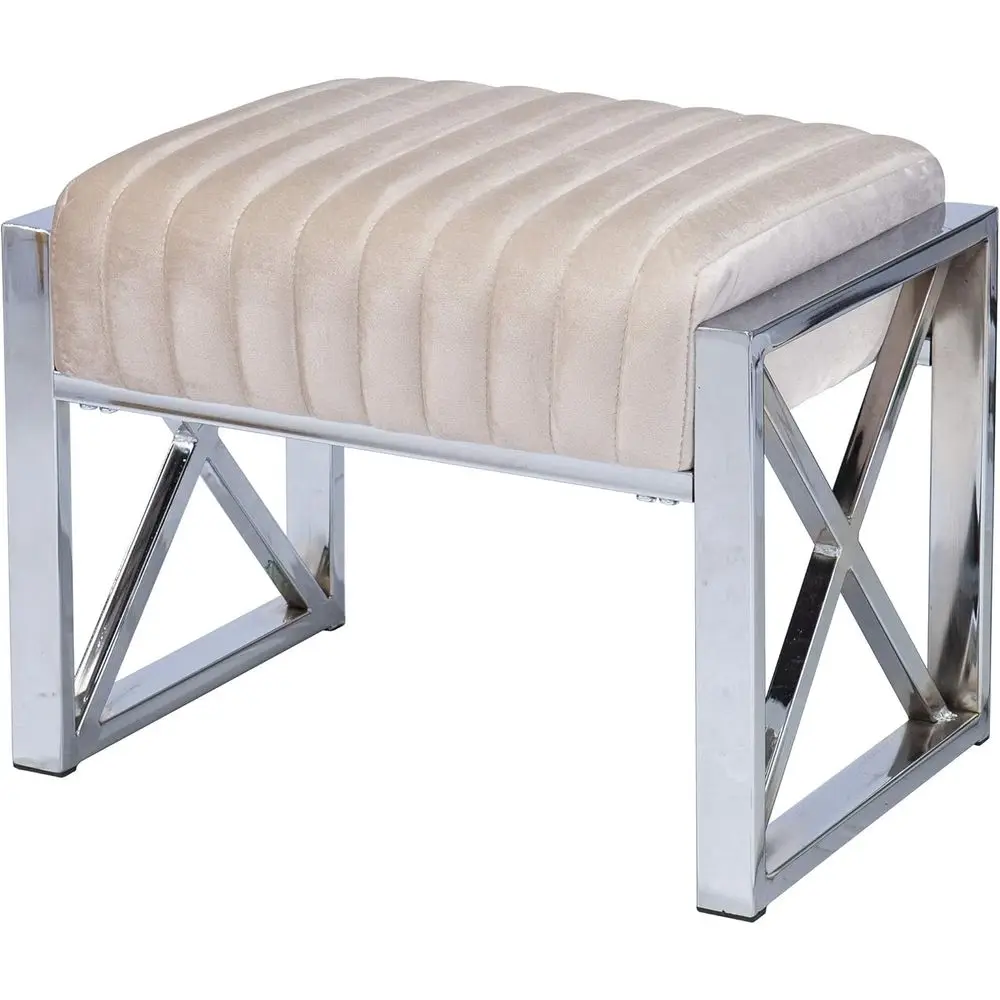 

Stool, Vanity Chair Stools for Makeup Room, Faux Leather Small Makeup Bench, Modern Silver Metal Legs Ottoman Foot Rest for Bed