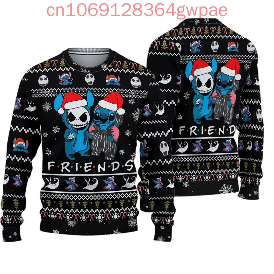 Disney Stitch Christmas Ugly Sweater Men's Womens 3d Ugly Sweater Stitch Mickey Ugly Christmas Sweater Anime Xmas Sweater Tops