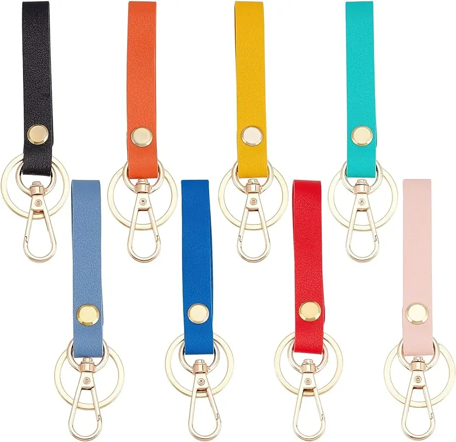 

8pcs Leather Keychain with Belt Loop Clip Car Keychain Imitation Leather Keychain Loop Holders for Men and Women