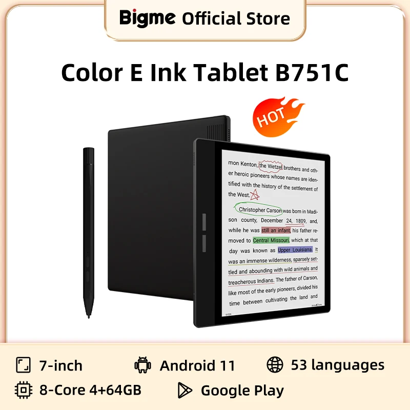 Bigme B751C 7-inch eink screen e-book reader smart book electronic paper notebook E ink handwriting ebook ereader tablet