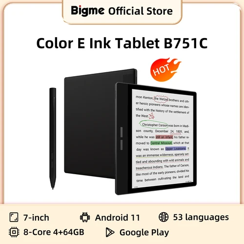 Bigme B751C lector de libros electrónicos con pantalla eink de 7 pulgadas, libro inteligente, cuaderno de papel electrónico, tinta electrónica, escritura a mano, tableta ereader